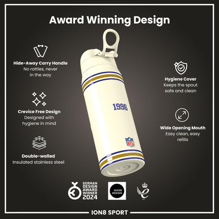 NFL x ION8 Insulated Steel Water Bottle, NFL Ravens, 750ml (24oz)