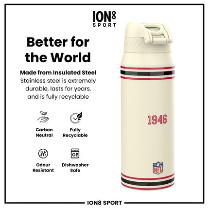 NFL x ION8 Insulated Steel Water Bottle, NFL 49ers, 750ml (24oz)