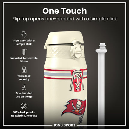 NFL x ION8 Insulated Steel Water Bottle, NFL Buccaneers, 750ml (24oz)