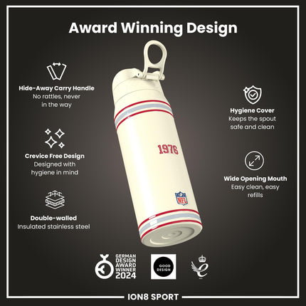 NFL x ION8 Insulated Steel Water Bottle, NFL Buccaneers, 750ml (24oz)