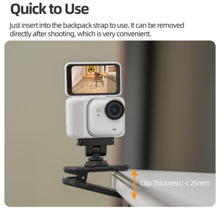 For Insta360 GO Ultra Sunnylife Magnetic Quick-Release Backpack Clip Action Camera Clamp Vertical-Horizontal Mount, For Insta360 GO Ultra