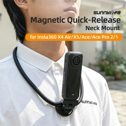 Sunnylife Magnetic POV Neck Mount Hand Free Video Vlog Neck Adjustable Selfie Holder with Body Strap For Insta360 X4 Air / X5 / Ace Pro 2 / 1 / Ace, For Insta360 X4 Air / X5 / Ace Pro 2 / 1 / Ace