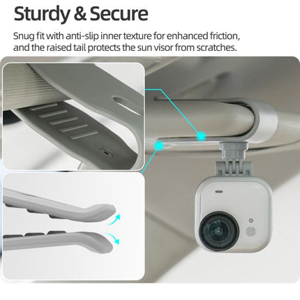 For Insta360 GO Ultra Sunnylife Magnetic Car Sun Visor Mount Action Camera Holder 360 Rotating 180 Tilt Sun Visor Holder
