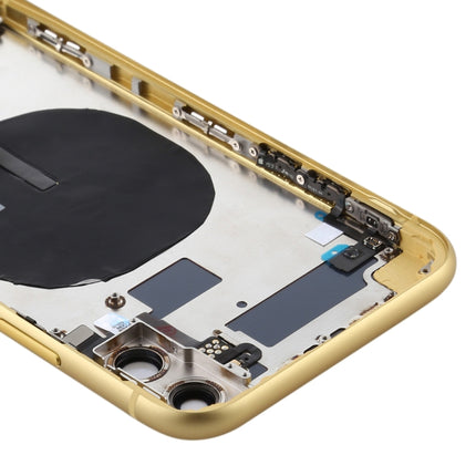 Battery Back Cover Assembly (with Side Keys & Power Button + Volume Button Flex Cable & Wireless Charging Module & Motor & Charging Port & Speaker Ringer Buzzer & Card Tray & Camera Lens Cover) for iPhone 11