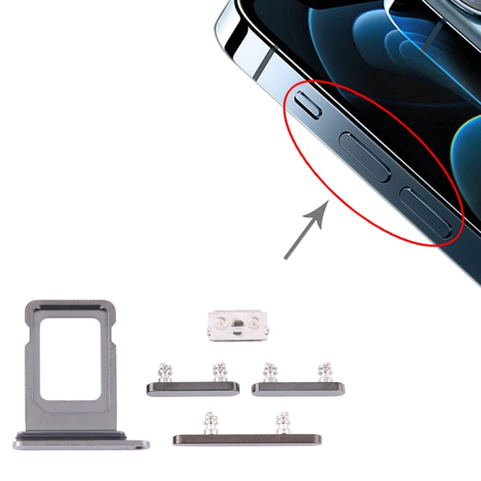 SIM Card Tray + Side Keys for iPhone 12 Pro, For iPhone 12 Pro (Single card)