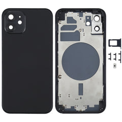 Back Housing Cover with SIM Card Tray & Side  Keys & Camera Lens for iPhone 12(White), For iPhone 12(with Card Tray), For iPhone 12(with SIM Card Tray), Back Housing Cover for 12