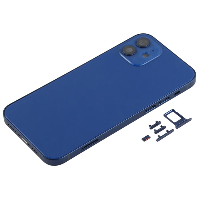Back Housing Cover with SIM Card Tray & Side  Keys & Camera Lens for iPhone 12(White), For iPhone 12(with SIM Card Tray), For iPhone 12(with Card Tray), Back Housing Cover for 12