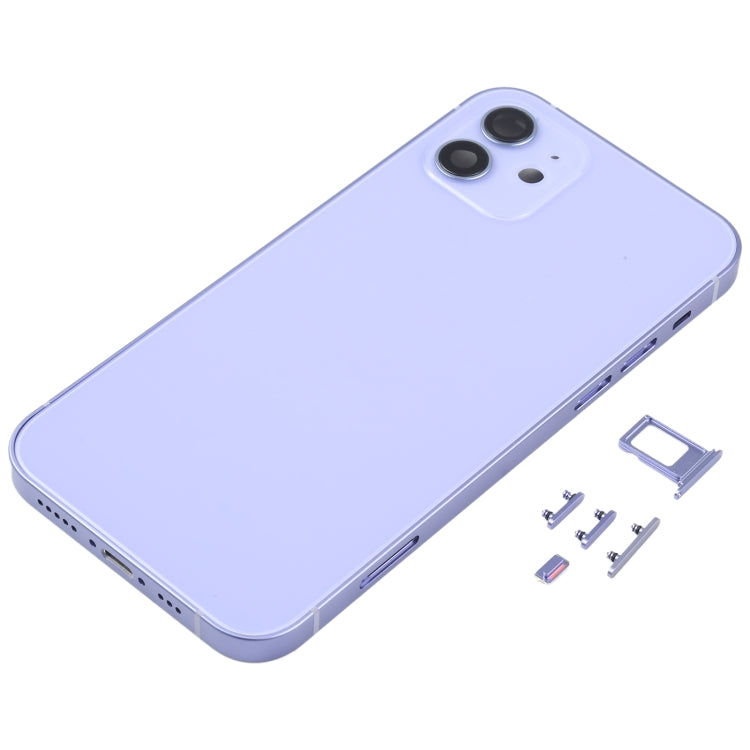 Back Housing Cover with SIM Card Tray & Side  Keys & Camera Lens for iPhone 12(White), Back Housing Cover for 12, For iPhone 12(with SIM Card Tray), For iPhone 12(with Card Tray)