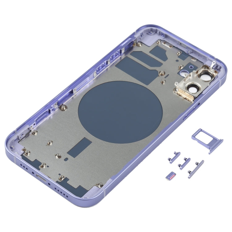 Back Housing Cover with SIM Card Tray & Side  Keys & Camera Lens for iPhone 12(White), Back Housing Cover for 12, For iPhone 12(with SIM Card Tray), For iPhone 12(with Card Tray)