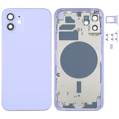 Back Housing Cover with SIM Card Tray & Side  Keys & Camera Lens for iPhone 12(White), For iPhone 12(with Card Tray), For iPhone 12(with SIM Card Tray), Back Housing Cover for 12