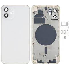 Back Housing Cover with SIM Card Tray & Side  Keys & Camera Lens for iPhone 12(White), For iPhone 12(with Card Tray), For iPhone 12(with SIM Card Tray), Back Housing Cover for 12