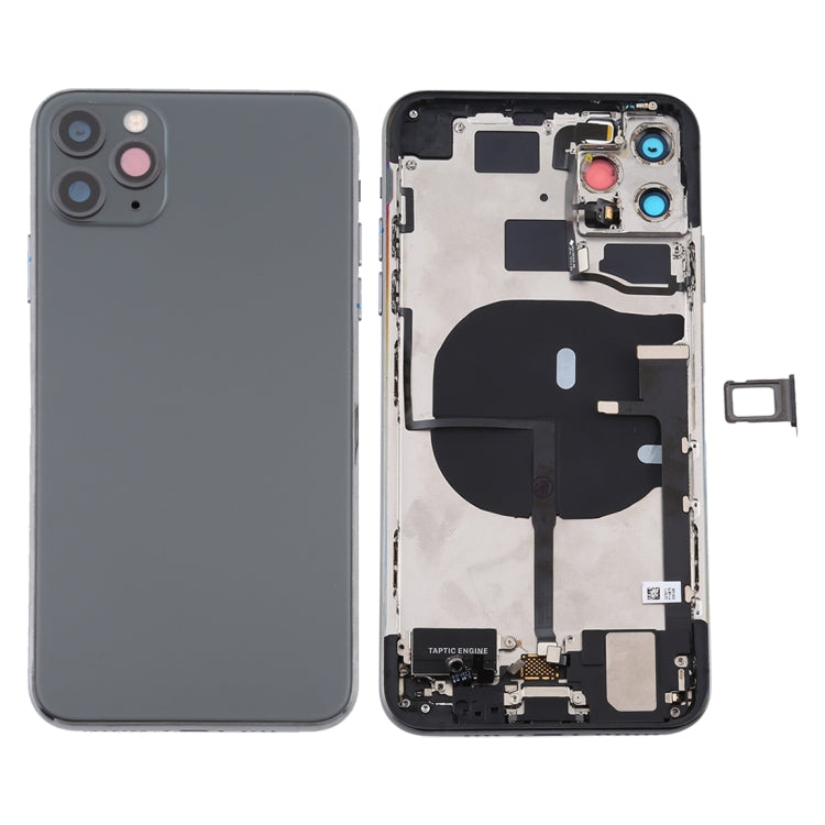 Battery Back Cover Assembly (with Side Keys & Power Button + Volume Button Flex Cable & Wireless Charging Module & Motor & Charging Port & Speaker Ringer Buzzer & Card Tray & Camera Lens Cover) for iPhone 11 Pro, For iPhone 11 Pro����������������������...
