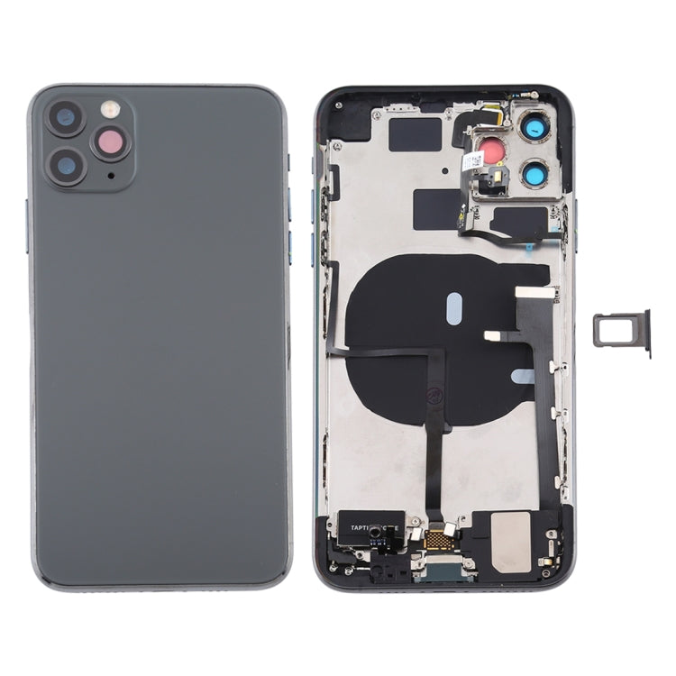 Battery Back Cover Assembly (with Side Keys & Power Button + Volume Button Flex Cable & Wireless Charging Module & Motor & Charging Port & Speaker Ringer Buzzer & Card Tray & Camera Lens Cover) for iPhone 11 Pro, For iPhone 11 Pro����������������������...