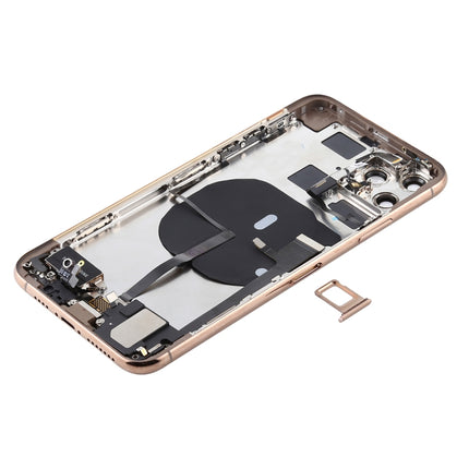 Battery Back Cover Assembly (with Side Keys & Power Button + Volume Button Flex Cable & Wireless Charging Module & Motor & Charging Port & Speaker Ringer Buzzer & Card Tray & Camera Lens Cover) for iPhone 11 Pro