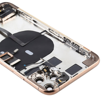 Battery Back Cover Assembly (with Side Keys & Power Button + Volume Button Flex Cable & Wireless Charging Module & Motor & Charging Port & Speaker Ringer Buzzer & Card Tray & Camera Lens Cover) for iPhone 11 Pro