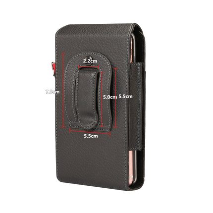 Für Telefone mit 6,7 Zoll und darunter. Multifunktionale, universelle, vertikale Klapptasche aus PU-Leder mit Doppelgitter und Litschi-Textur, Gürteltasche mit Kartensteckplatz, Gürtelclip und Trageband, für Telefone mit 6,7 Zoll und darunter