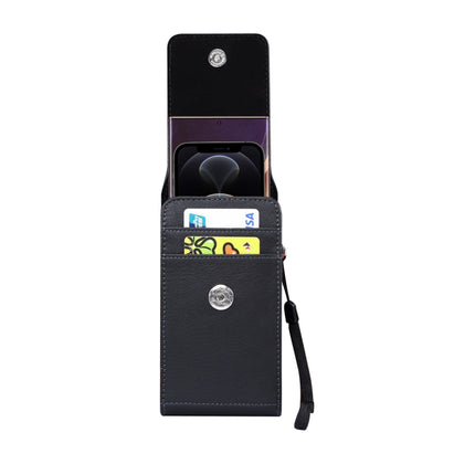 Für Telefone mit 6,7 Zoll und darunter. Multifunktionale, universelle, vertikale Klapptasche aus PU-Leder mit Doppelgitter und Litschi-Textur, Gürteltasche mit Kartensteckplatz, Gürtelclip und Trageband, für Telefone mit 6,7 Zoll und darunter