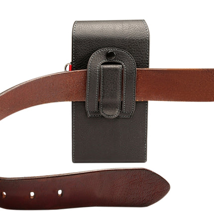 Für Telefone mit 6,7 Zoll und darunter. Multifunktionale, universelle, vertikale Klapptasche aus PU-Leder mit Doppelgitter und Litschi-Textur, Gürteltasche mit Kartensteckplatz, Gürtelclip und Trageband, für Telefone mit 6,7 Zoll und darunter