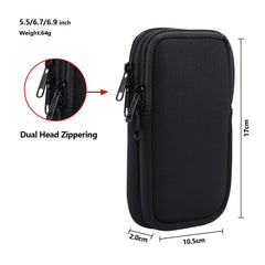 Universal Double-compartment Elastic Hanging Waist Bag for 6.9 inches and Below Smart Phones