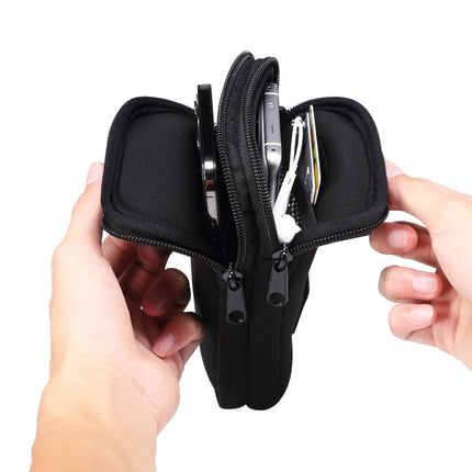 Universelle, elastische Gürteltasche zum Aufhängen mit zwei Fächern für Smartphones mit einer Größe von 6,9 Zoll und darunter