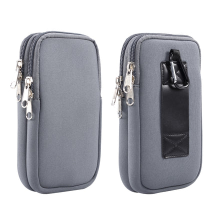 Universelle, elastische Gürteltasche zum Aufhängen mit zwei Fächern für Smartphones mit einer Größe von 6,9 Zoll und darunter