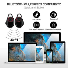 BTH-V5 DSP Noise Cancelling Earbuds Sports Wireless Bluetooth V5.0  Headset with Charging Case, Compatible with iPhone and Android