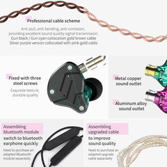 KZ ZSN Circle Iron Moving Iron Quad-Core-In-Ear-Mega-Bass-HiFi-Kopfhörer mit Kabelsteuerung ohne Mikrofon