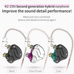 KZ ZSN Circle Iron Moving Iron Quad-Core-In-Ear-Mega-Bass-HiFi-Kopfhörer mit Kabelsteuerung ohne Mikrofon