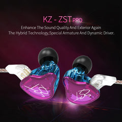 KZ ZST Circle Iron In-ear Mega Bass MP3 Dual Unit Earphone without Microphone