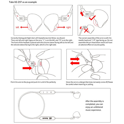Cable de actualización Bluetooth de alta fidelidad a prueba de agua KZ para auriculares KZ ZST / ZS10 / ES4 / ES3 / ZSR, auriculares KZ ZST / ZS10 / ES4 / ES3 / ZSR (negro)