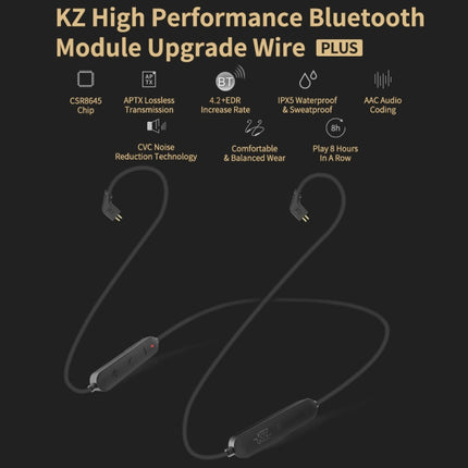 Cable de actualización Bluetooth de alta fidelidad a prueba de agua KZ para auriculares KZ ZST / ZS10 / ES4 / ES3 / ZSR, auriculares KZ ZST / ZS10 / ES4 / ES3 / ZSR (negro)