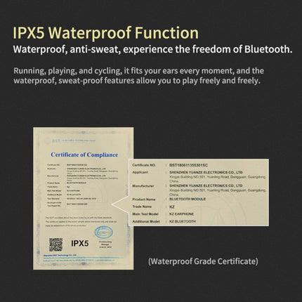 Cable de actualización Bluetooth de alta fidelidad a prueba de agua KZ para auriculares KZ ZSN, auriculares KZ ZSN (negro)