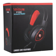 HAMTOD V1000 Dual-3.5mm Plug Interface Gaming Headphone Headset with Mic & LED Light, Cable Length: 2.1m