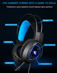 HAMTOD V1000 Dual-3.5mm Plug Interface Gaming Headphone Headset with Mic & LED Light, Cable Length: 2.1m