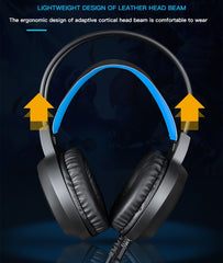 HAMTOD V1000 Dual-3.5mm Plug Interface Gaming Headphone Headset with Mic & LED Light, Cable Length: 2.1m