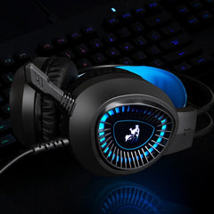 HAMTOD V1000 Dual-3.5mm Plug Interface Gaming Headphone Headset with Mic & LED Light, Cable Length: 2.1m