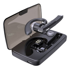 YYK-520 Single Rotatable Ear-hanging Business Bluetooth Earphone with Charging Box & Digital Display, Support Call & Redial The Last Call, YYK-520 with Charging Box