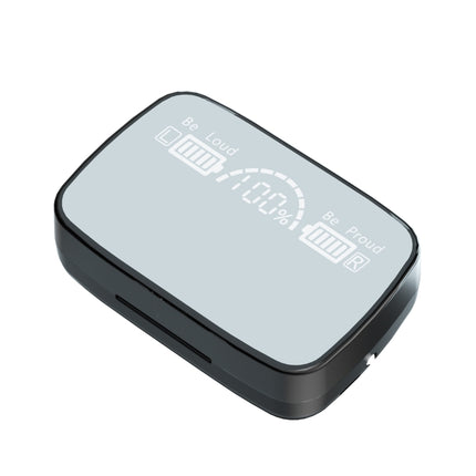 M9 Bluetooth 5.1 TWS Espejo Pantalla digital Auricular inalámbrico Bluetooth con caja de carga Linterna, Soporte táctil y Siri y Pantalla de batería, M9 (Negro)