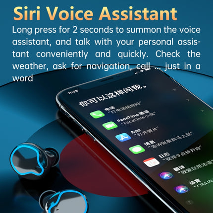 M9 Bluetooth 5.1 TWS Espejo Pantalla digital Auricular inalámbrico Bluetooth con caja de carga Linterna, Soporte táctil y Siri y Pantalla de batería, M9 (Negro)