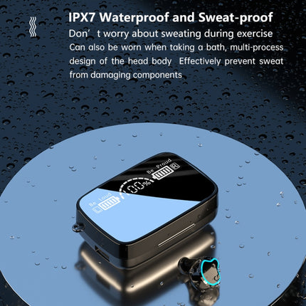 M9 Bluetooth 5.1 TWS Espejo Pantalla digital Auricular inalámbrico Bluetooth con caja de carga Linterna, Soporte táctil y Siri y Pantalla de batería, M9 (Negro)