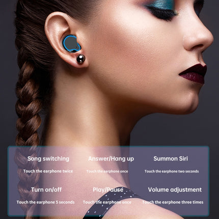 M9 Bluetooth 5.1 TWS Espejo Pantalla digital Auricular inalámbrico Bluetooth con caja de carga Linterna, Soporte táctil y Siri y Pantalla de batería, M9 (Negro)