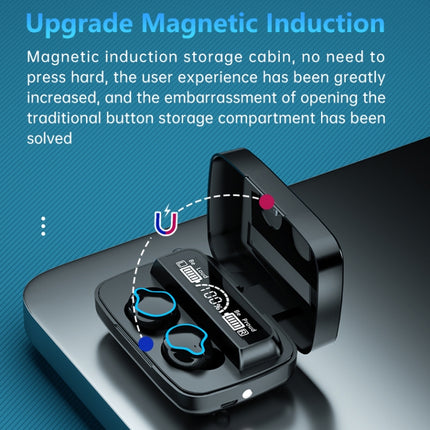 M9 Bluetooth 5.1 TWS Espejo Pantalla digital Auricular inalámbrico Bluetooth con caja de carga Linterna, Soporte táctil y Siri y Pantalla de batería, M9 (Negro)