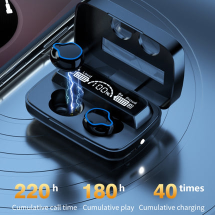 M9 Bluetooth 5.1 TWS Espejo Pantalla digital Auricular inalámbrico Bluetooth con caja de carga Linterna, Soporte táctil y Siri y Pantalla de batería, M9 (Negro)