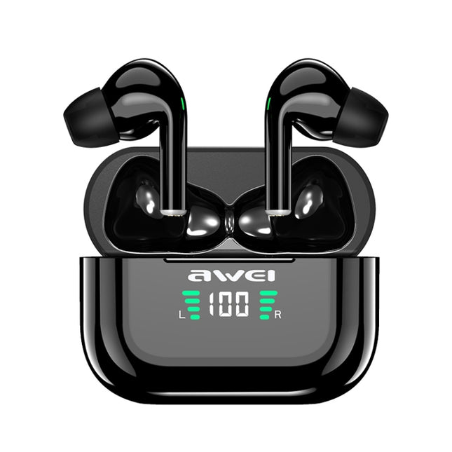 awei T29P Bluetooth V5.0 LED Digital Display Ture Wireless Sports IPX4 Waterproof TWS Headset with Charging Case