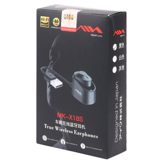 AIN MK-X18S USB Car Single Wireless Bluetooth Earphone with Charging Box, Support HD Call & Siri & Automatic Pairing, MK-X18S