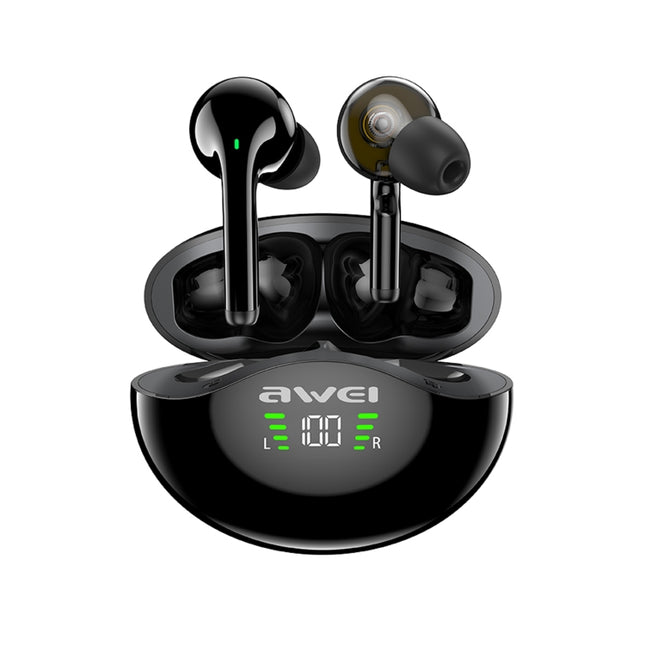 awei T12P Bluetooth 5.1 LED Display Wireless Bluetooth Earphone, T12P