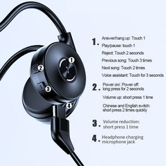 M-1 Back-mounted Touch Noise Reduction Bone Conduction Bluetooth Earphone with Detachable Microphone