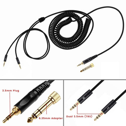 ZS0227 Headphone Dual 3.5mm Spring Audio Cable for Denon AH-D7100 7200 D600 D9200 5200