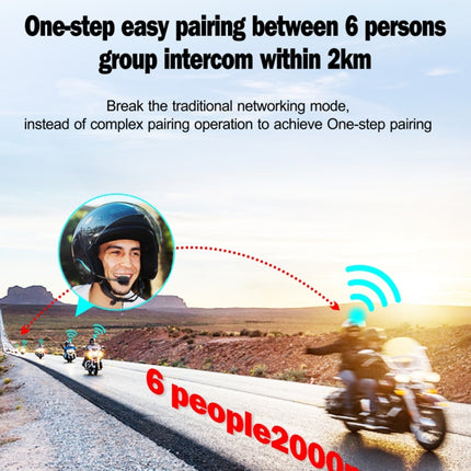 Auriculares para casco de motocicleta Hysnox HY-02 con Bluetooth 5.0, 2000 m, intercomunicador para 6 conductores