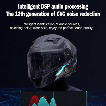 Auriculares para casco de motocicleta Hysnox HY-02 con Bluetooth 5.0, 2000 m, intercomunicador para 6 conductores